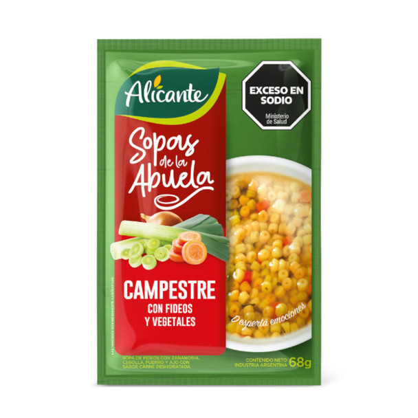 Alicante Sopa Campestre Vegetable Noodle Soup with Meat Sopa con Fideos & Vegetales, 68 g / 2.39 oz ea (pack of 3)