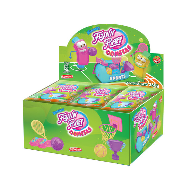 Flynn Paff Gomitas Sports Tutti-Frutti Banana y Uva Candies Gummies Soft & Chewy Candy - Gluten Free, 30 g / 1.05 oz (box of 12)