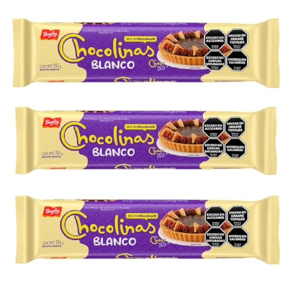 Chocolinas Traditional Chocolate White Cookies, 245 g / 8.64 oz (pack of 3)