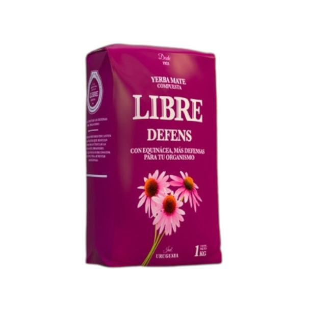 Libre Yerba Mate Defens Uruguayan Yerba Mate with Echinacea, 1 kg / 2.2 lb bag