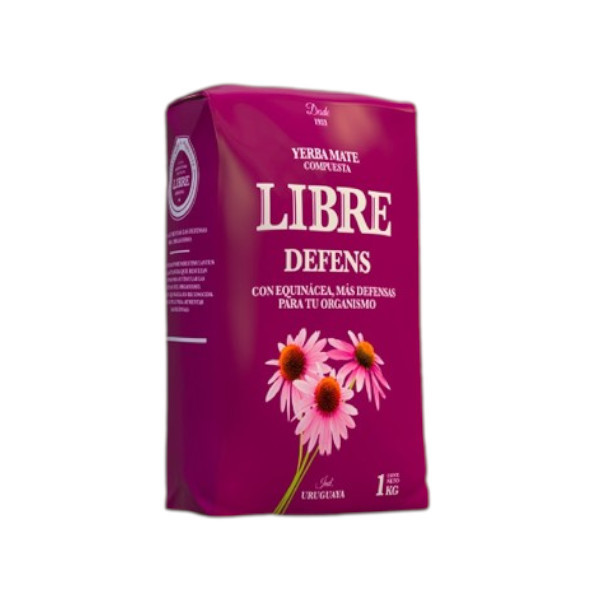 Libre Yerba Mate Defens Uruguayan Yerba Mate with Echinacea, 1 kg / 2.2 lb bag