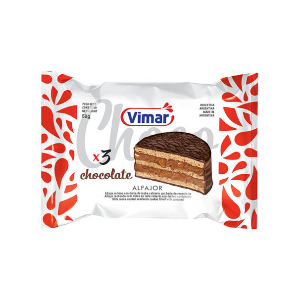 Vimar Triple Chocolate-Coated Dulce de Leche Alfajor, 60 g / 2.11 oz (pack of 6)