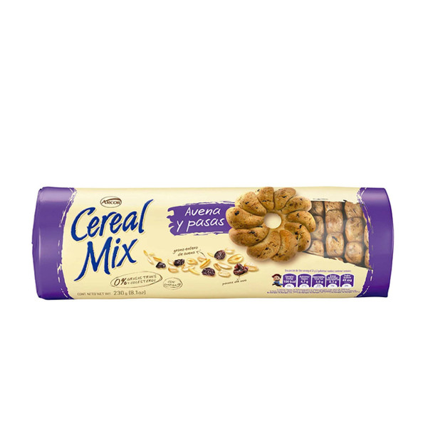 Arcor Cereal Mix Galletas Avena y Pasas Oatmeal and Raisins Seeds Cookies from Uruguay, 230 g / 8.11 oz