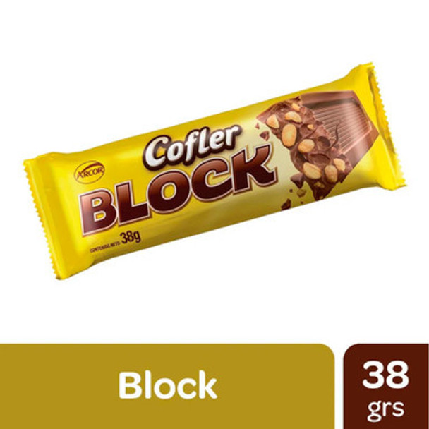 Cofler Block Milk Chocolate Bar with Peanuts, 38 g / 1.34 oz ea