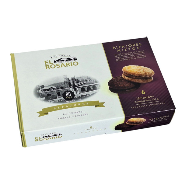 Estancia El Rosario Alfajores Cordobeses Mixtos Chocolate & Sprinkled Sugar Alfajores with Dulce de Leche Filling, 38 g / 1.34 oz ea (box of 6 alfajores)