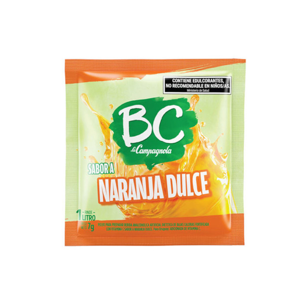 BC Jugo en Polvo Naranja Dulce Powdered Juice Sweet Orange Flavor - Sugar Free & Low Sodium, 7 g / 0.24 oz pouch (box of 18)