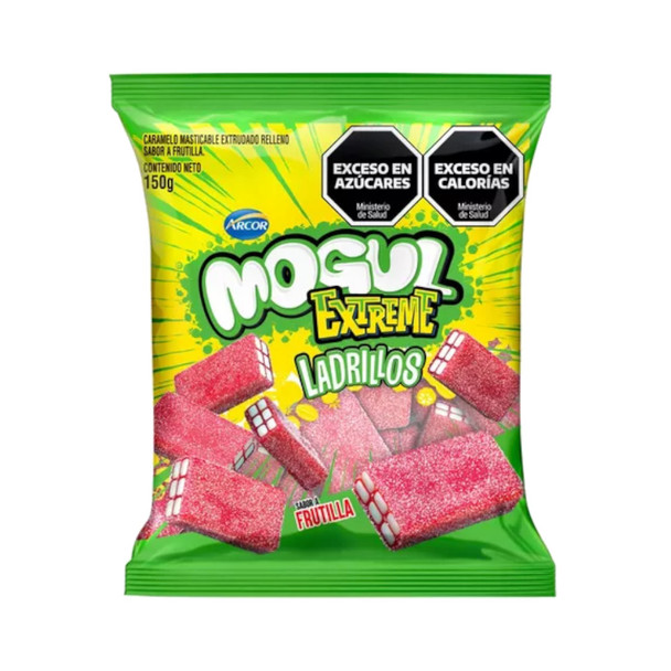 Mogul Extreme Strawberry-Flavored Brick-Shaped Sour Gummies Ladrillos Sabor a Frutilla, 150 g / 5.3 oz