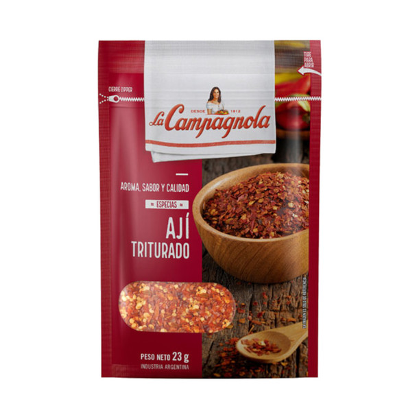 La Campagnola Especias Ají Triturado Ground Chili Spice, 23 g / 0.81 oz zipper pouch (pack of 3)