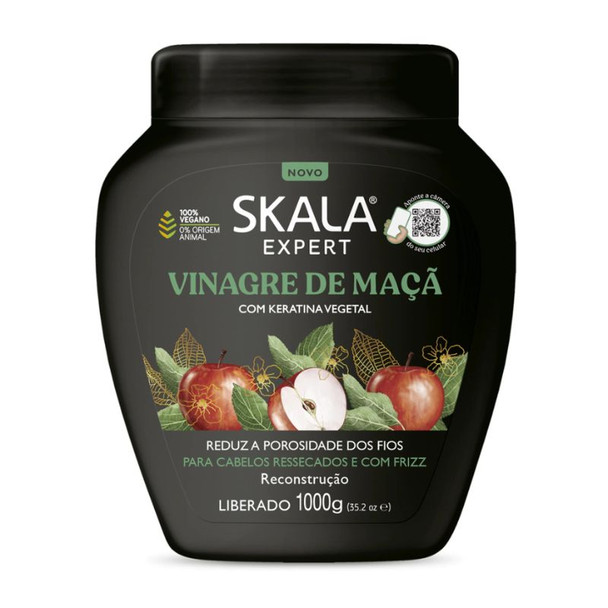 Skala Expert Maca Vinegar with Plant-based Keratin, Extreme Shine for Dry, Frizzy Hair Máscara Anti Frizz 100% Vegana, 1 kg / 35.2 oz