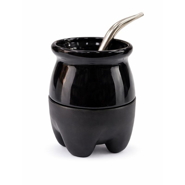 Quechua Thermal Ceramic & PVC Mate with Stainless Steel Bombilla Yerba Mate Gourd (Various Colors)