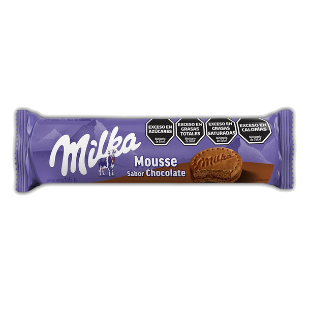 Milka Galletitas Mousse Sweet Chocolate Cookies with Chocolate Mousse Filling, 116 g / 4.1 oz ea (pack of 3)