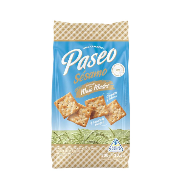 Paseo Mini Crackers with Sesame Elaboradas con Masa Madre, 300 g / 10.6 oz (pack of 3)