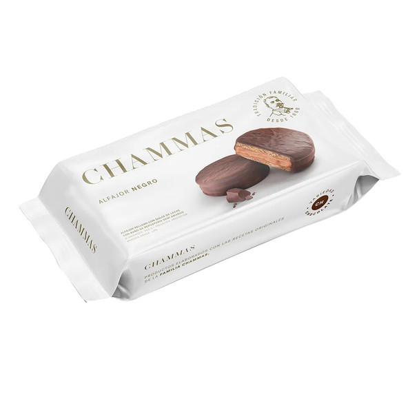 Chammas Dark Chocolate Alfajores Filled with Dulce de Leche (pack of 6)