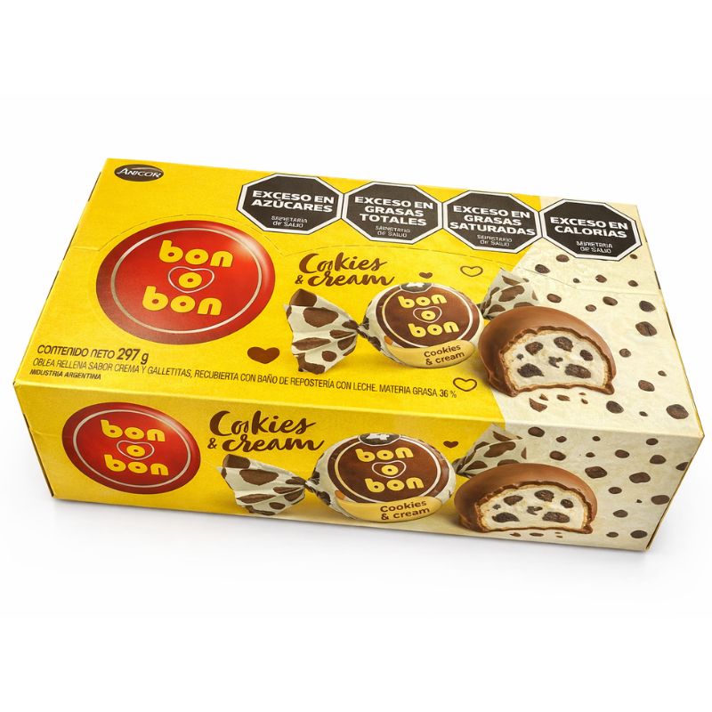 Arcor Bon o Bon Cookies & Cream Chocolate Bonbons Box, 297 g