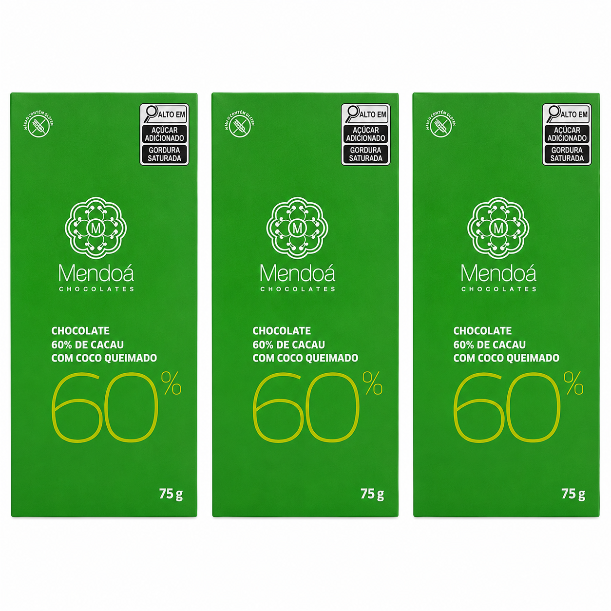 Mendoá 60% Cocoa Dark Chocolate with Coconut, 75 g / 2.65 oz (pack