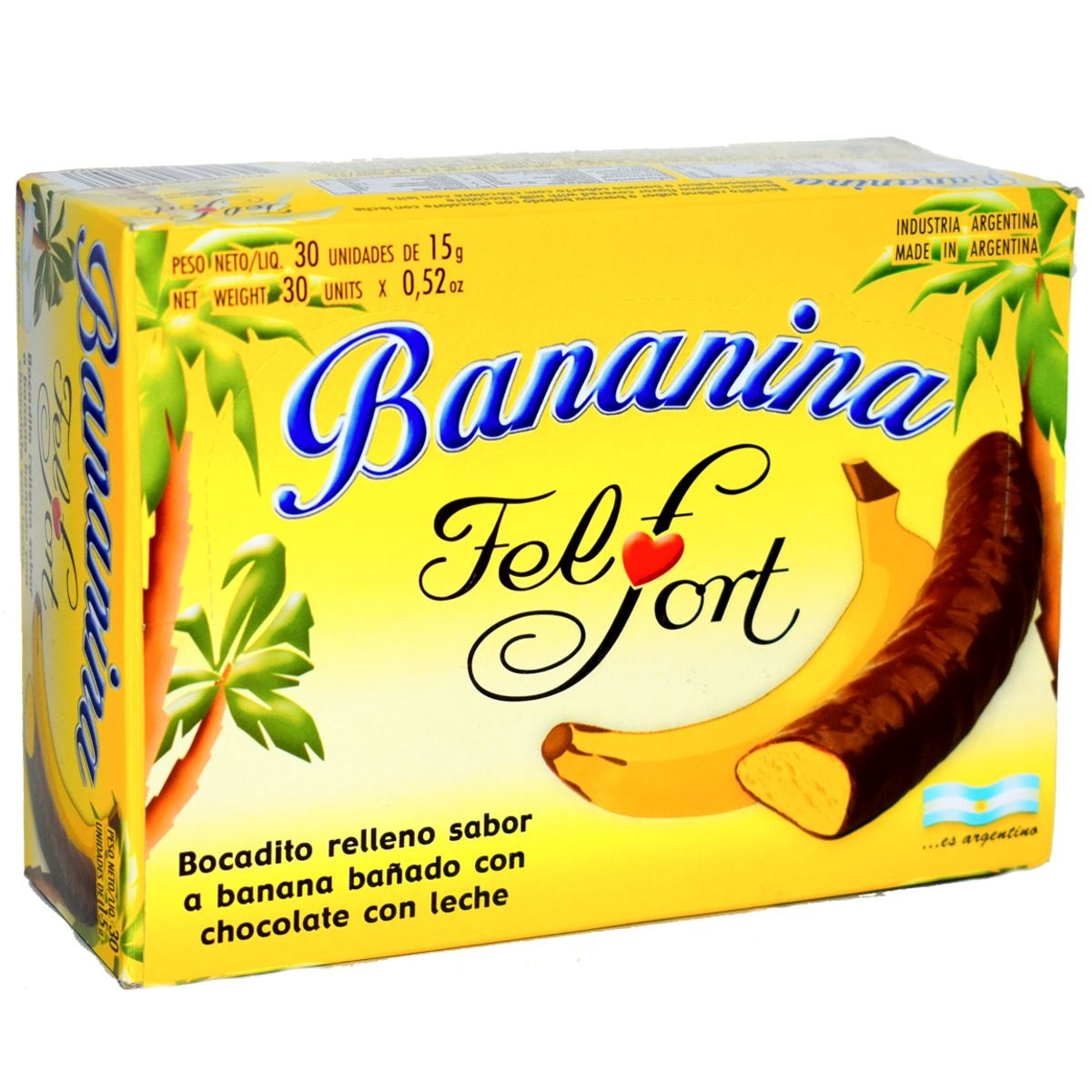 Felfort Bananina Milk Chocolate Bites with Soft Banana Filling, 15