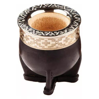 Matesur Premium Imperial Gourd Mate Leather & Alpaca Cincelado Premium  Calabaza Cuero (Black)