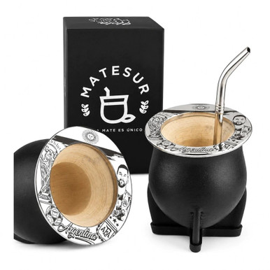 Matesur Argentina Calabash Mate Cup with Stainless Steel Rim and