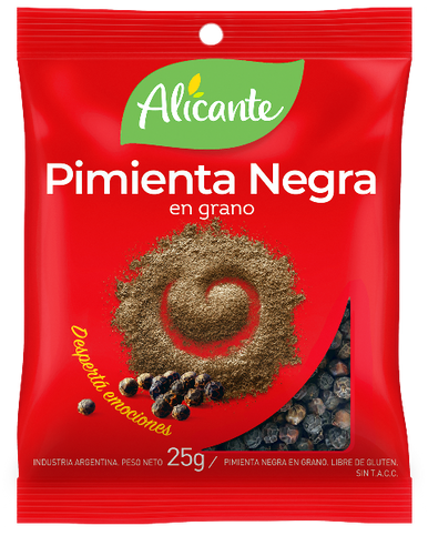 Alicante Pimienta Negra En Grano Black Pepper Whole Corns, 25 g / 0.88 oz  pouch (pack of 3)