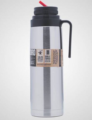 Lumilagro Stainless Steel Thermos Vacuum Bottle with Pouring Beak for Mate  Termo Pico Vertedor Cebador, 1 L / 33.8 oz