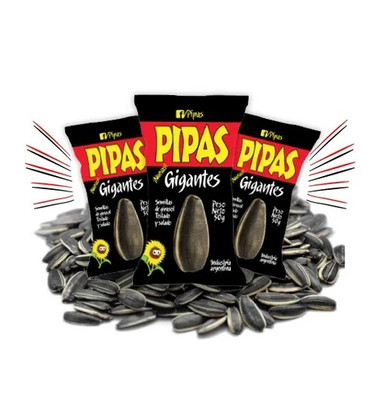 Pipas Gigantes Salty Toasted Sunflower Seeds w/shell, 50 g / 1.76 oz (pack  of 12)