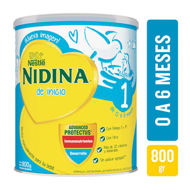 Nestlé NIDINA Leche Para Lactantes en polvo de 0 a 6 Meses Pack de 3 x 800  g, Total: 3,22 kg
