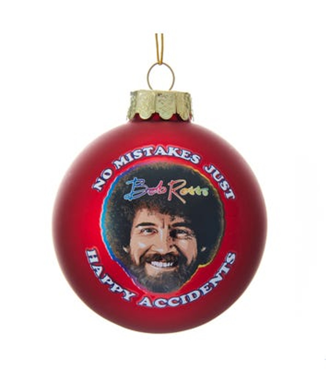 Bob Ross Happy Accidents Ball Ornament Red