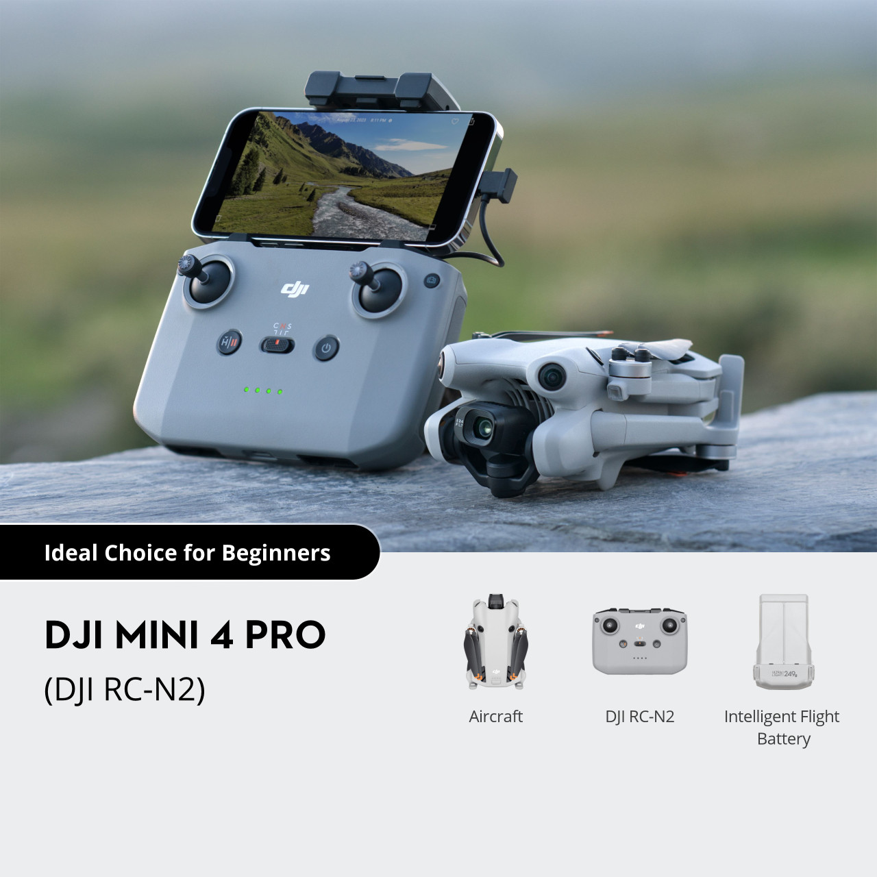 DJI Mini 4 Pro Drone with RC-N2 Remote Controller - Oxygen and Helium