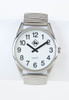 Low Vision Silver Tone Watch with White Face and Expansion Band