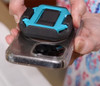 Image: sight stand cell phone stand for magnifying, snapped onto back of phone