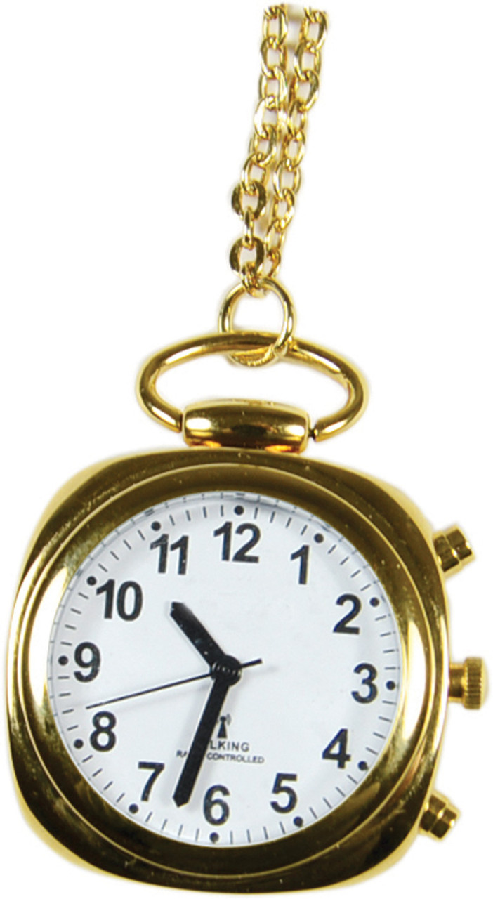 Gold Talking Atomic Pendant Watch With Gold Chain