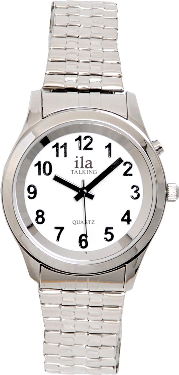 Men's Silver ila 1 Button Talking Watch with Choice of Voice