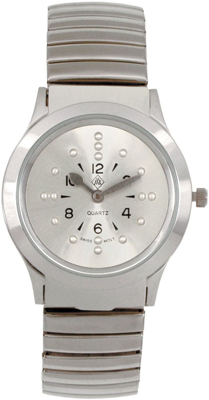 Men's Braille Watch Silver Case with Black Face | Independent Living Aids