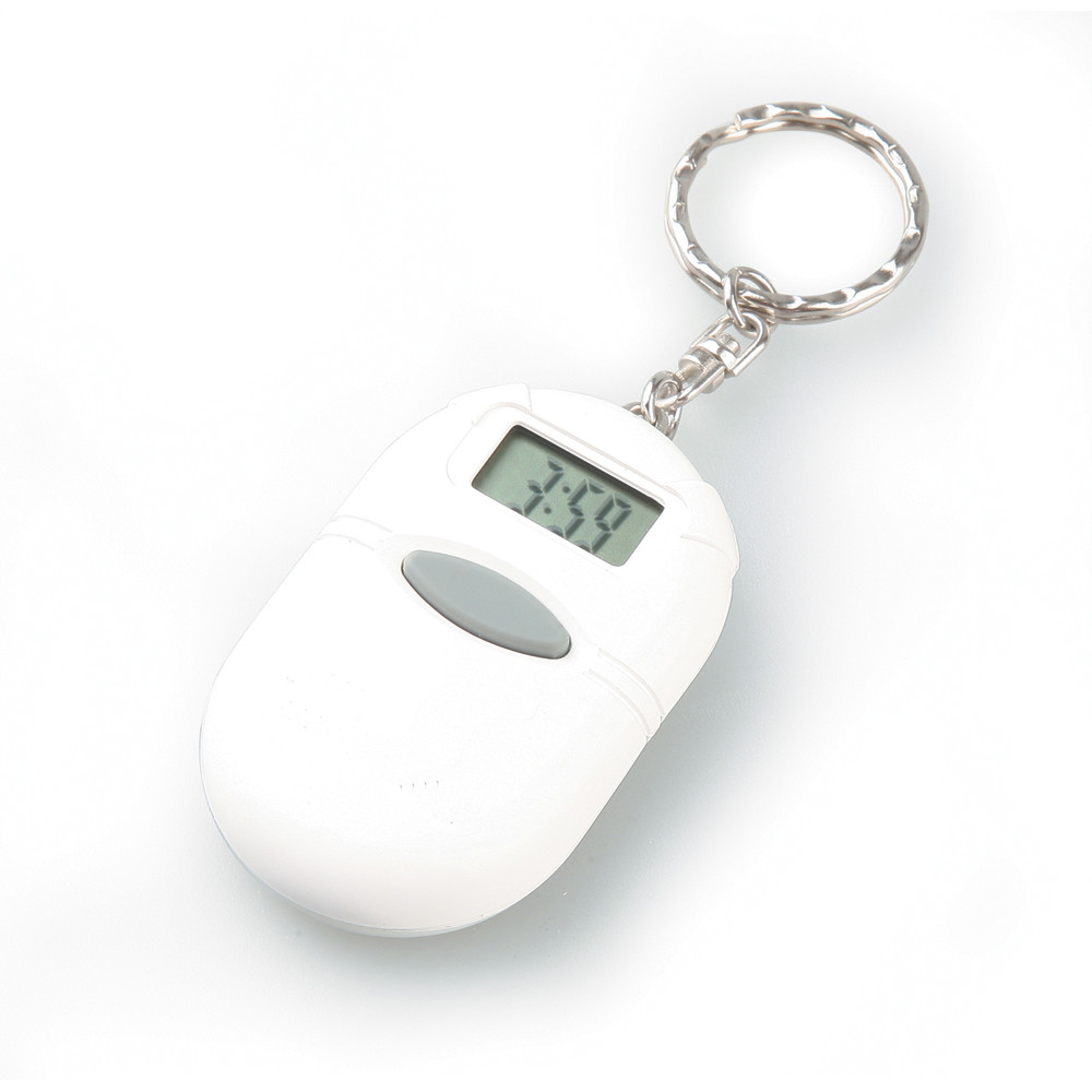 Talking Oval Clock Keychain - White