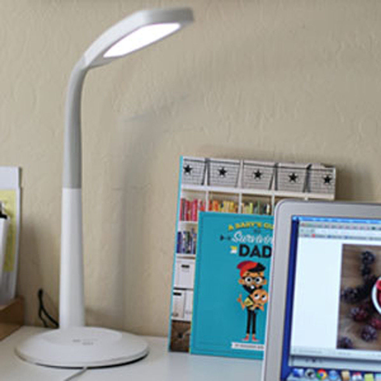 image: LED flex desk lamp, on desk