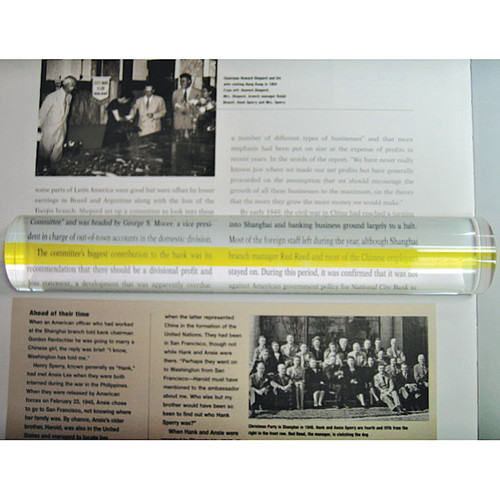 2X 1.5" x 6" Bar Magnifier, Clear w/ Yellow Highlight Line