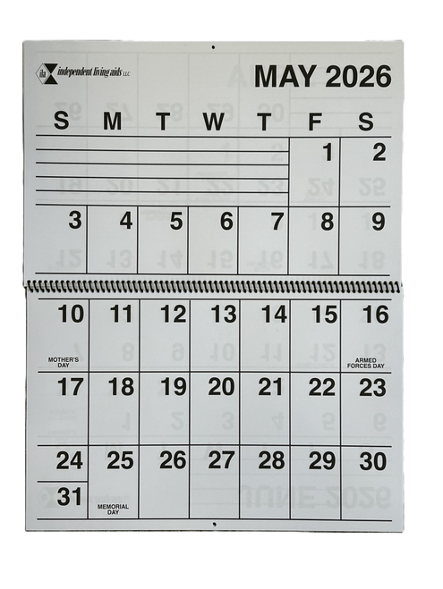 Image: 2026 extra large print calendar, inside - month of May