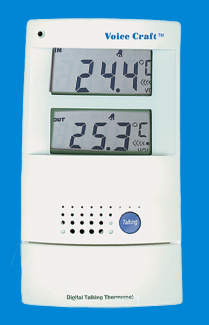 Large-Digit Indoor/Outdoor Color Spot Thermometer and Clock - Blue