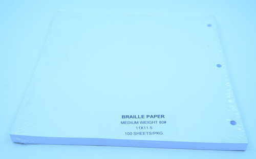 Braille Paper, Medium 11 x 11.5" 100 sheet pack 3 Hole Punch  White