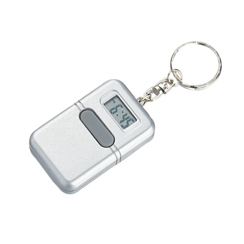 Talking Rectangular Clock Keychain - Silver