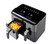 Image: talking air fryer with 2 baskets - one basket is open with french fries