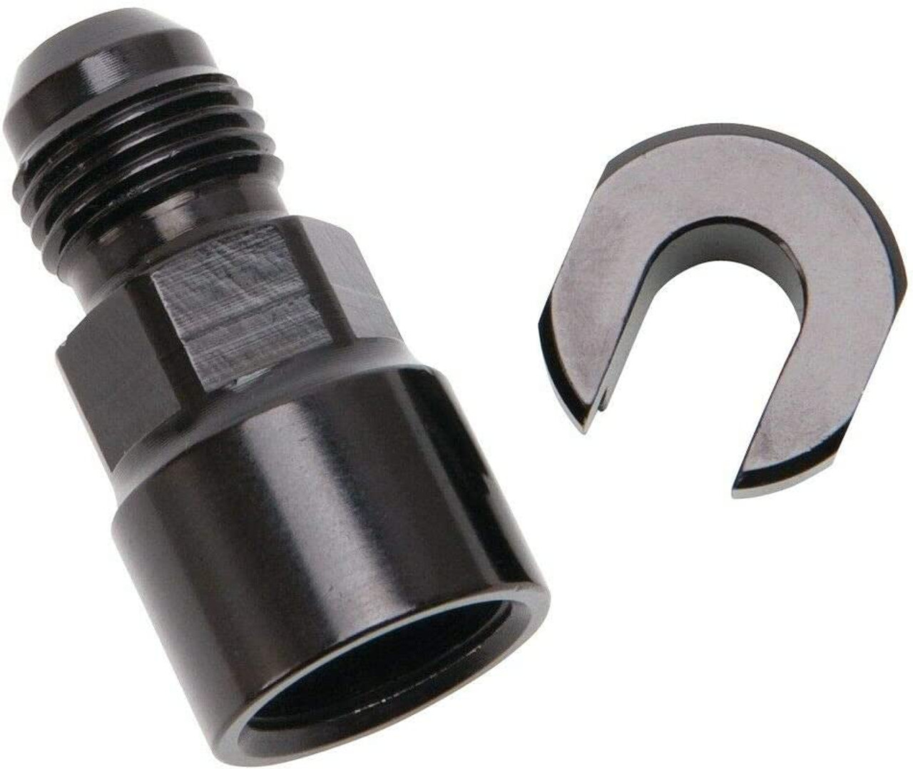 Russell 644113 EFI Fuel Fitting -6AN Male to 5/16" Hardline Female Black Anodize