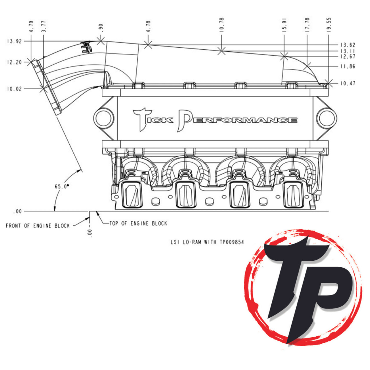 Tick 1800HP Air-to-Water Intercooler for Holley Ram Intakes