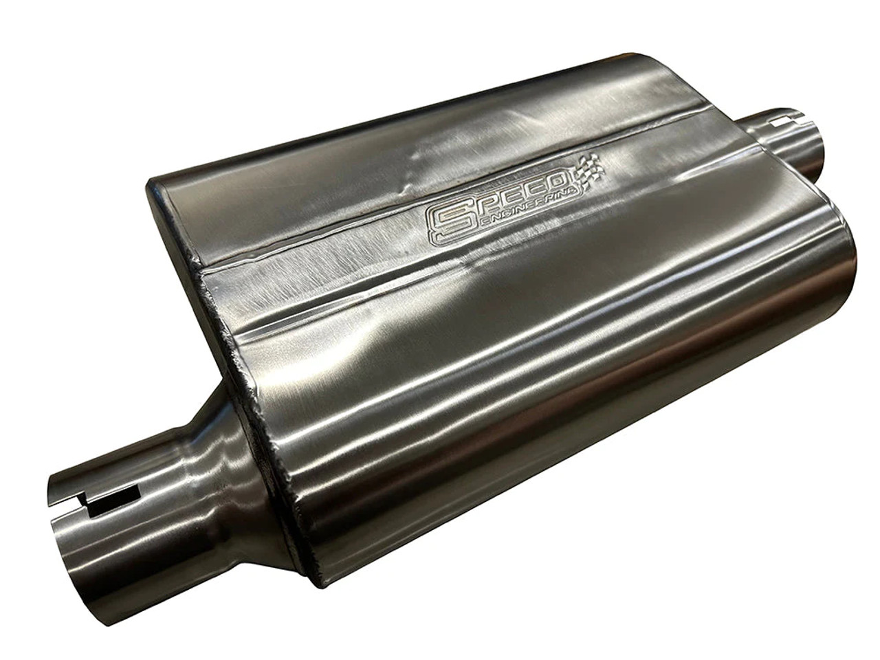 Speed Engineering 2.5" Inlet/2.5" Outlet "Performance Series" Muffler (Offset Inlet, Center Outlet)