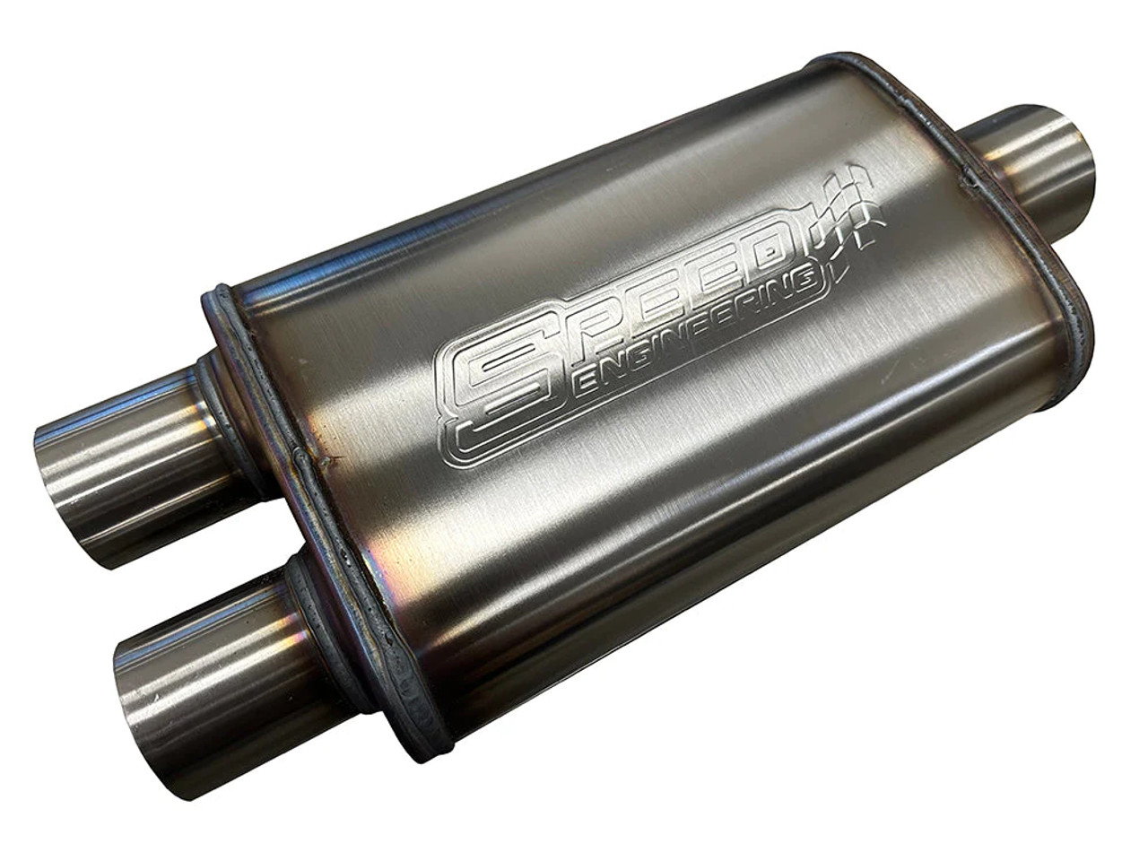 Speed Engineering 3" Inlet/2.5" Dual Outlets "Street Series" Muffler (Center Inlet, Dual Outlets)