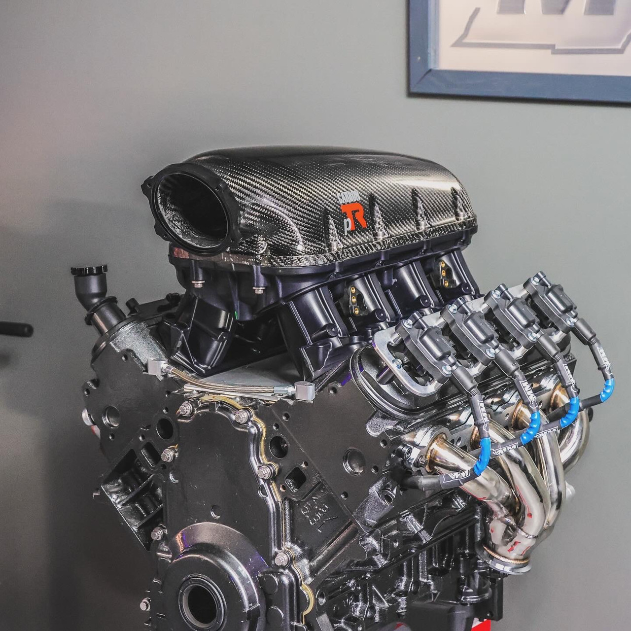 Performance Design Carbon pTR LS1 Intake Manifold for Cathedral Port LS Engines LS2 LS6 LQ4 LQ9 L33 LH6 LC9 - Black Flange