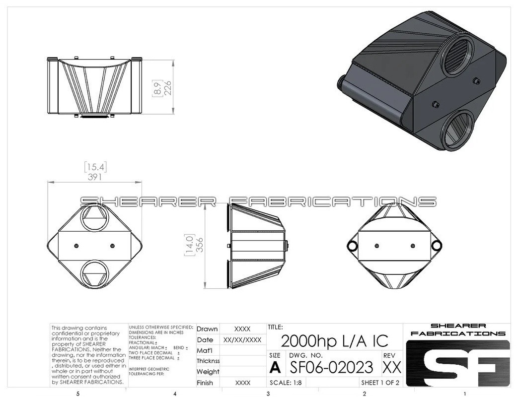 2000hp Intercooler Single In/Out - Shearer Fabrications SF06-02023
