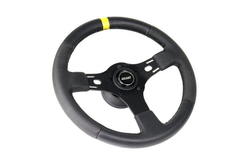 Grant 1075 GT Racing Steering Wheel w/ Yellow Stripe & Button Bracket Slots