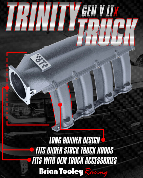 BTR Trinity 2014+ Gen V Truck Intake Manifold - Black Finish L83 L86 L84 L87 L82 5.3L 6.2L Brian Tooley Intake