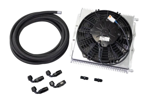 Aftermarket Powerglide Trans Cooler Kit w/ Fan & Fragola Lines/Fittings Kit